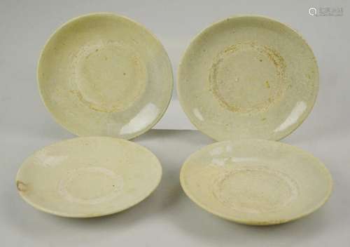 (4) Small Celedon Plates