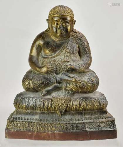 Bronze And Gilt Seated Figure