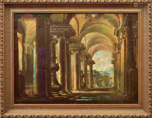 Capriccio mit Pantheon und Ruinen in Rom â Italien,
