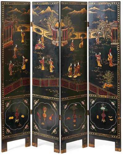 Vierteiliger Koromandel-Stellschirm â China, um 1900