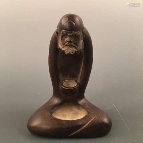 Chinese Purple Ceramic Luohan Figure