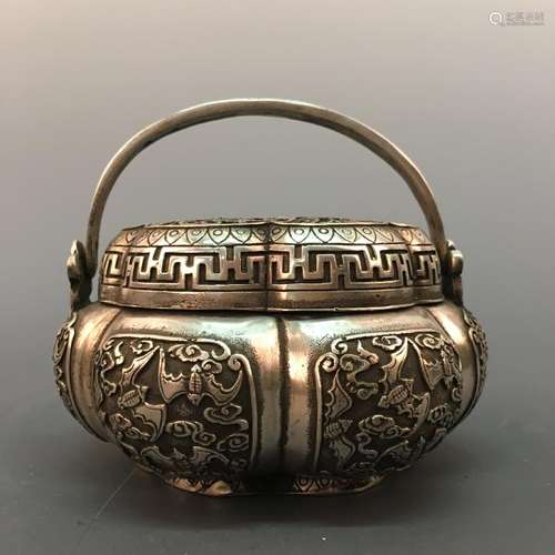 Chinese Silvering Bronze Hand Warmer