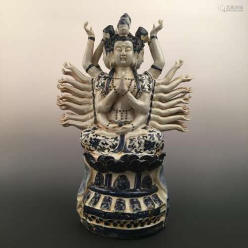 Chinese Blue-White Avalokitesvara Figure