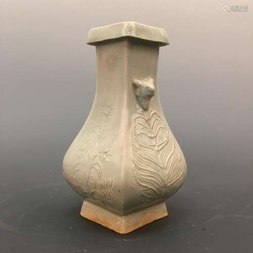 Chinese White Glazed Square Vase