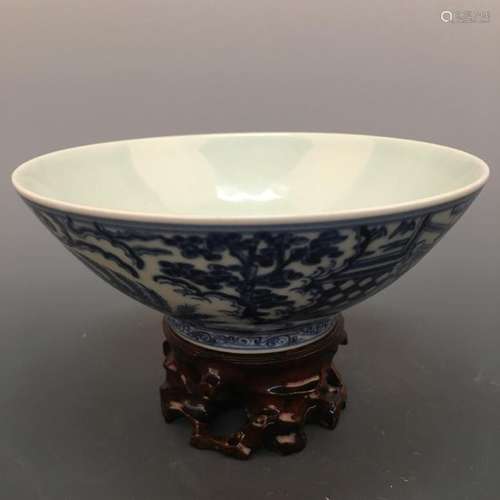 Chinese Blue Glazed Bowl, Xuande Mark