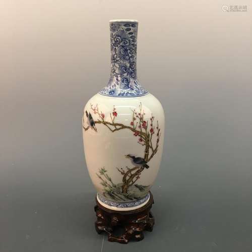 Chinese Blue-White 'Plum Flower' Vase, Qianlong Mark