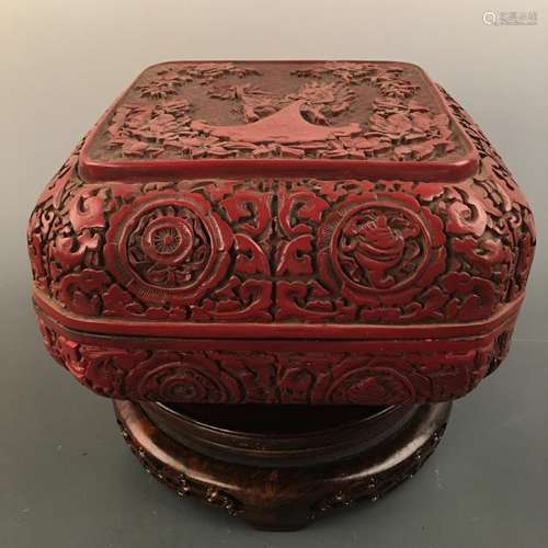 Chinese Lacuqare Ware Square Box and Cover, Qianlong