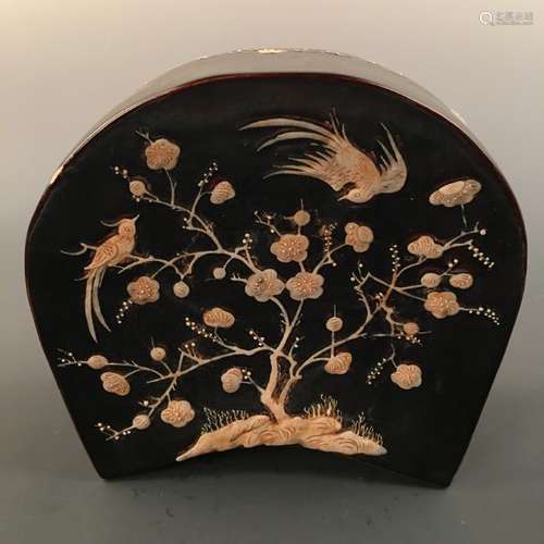 Chinese Ding Ware Engarved Design 'Bird&Plum Flower'