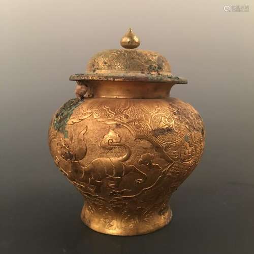 Chinese Gilt Bronze Jar and Cover