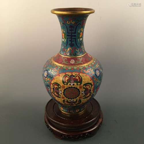 Chinese CloisonnÃ© Bronze 'Fu Shou' Vase