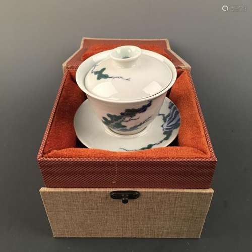 Chinese Doucai 'Bird' Tea Set, Yongzheng Mark