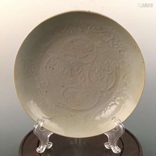 Chinese Celadon Glazed Carved Dish