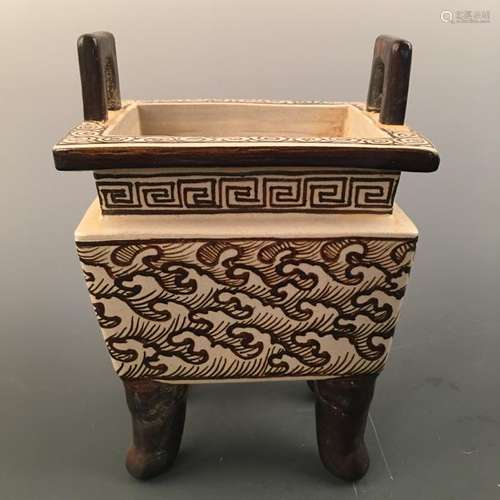 Chinese Cizhou Kiln Square Censer