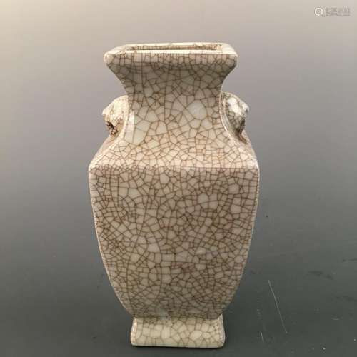 Chinese Ge Yao Porcelain Square Vase