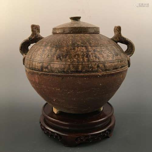 Chinese Yue Ware Jar and Cover