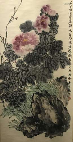 Chinese Hanging Scroll of 'Flowers' Painting