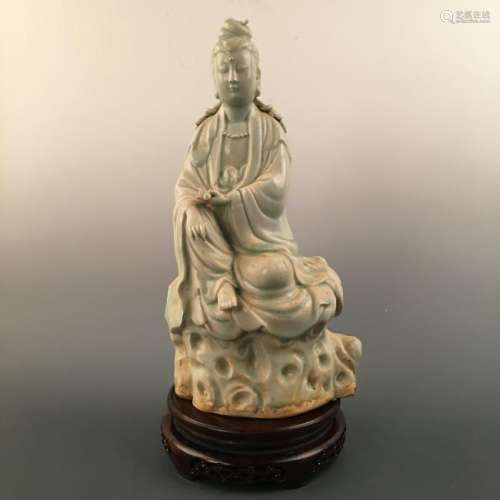 Chinese Celadon Glazed Guanyin Figure