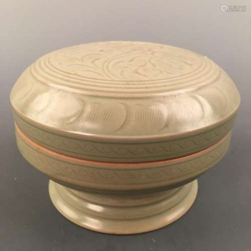 Chinese Yaozhou Ware Round Box and Cover