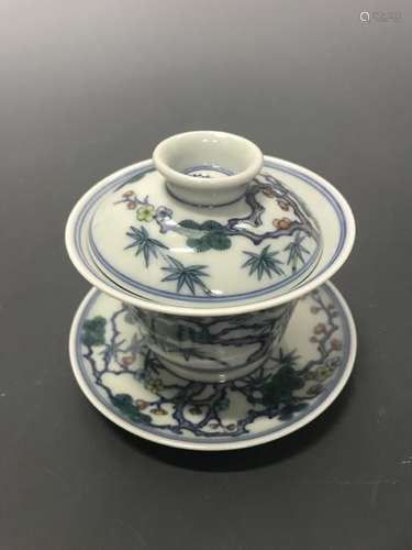 Chinese Doucai Teacup, Yongzheng Mark