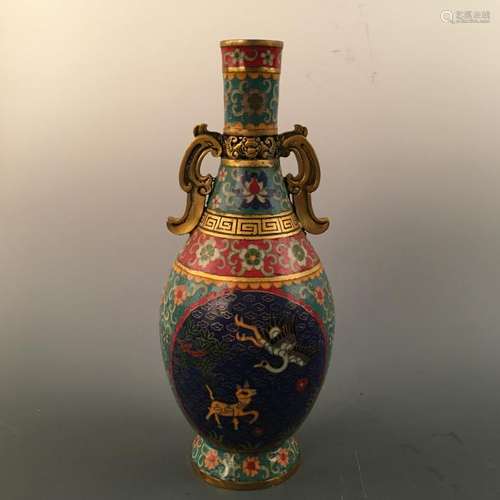 Chinese CloisonnÃ© Bronze Vase, Qianlong Mark