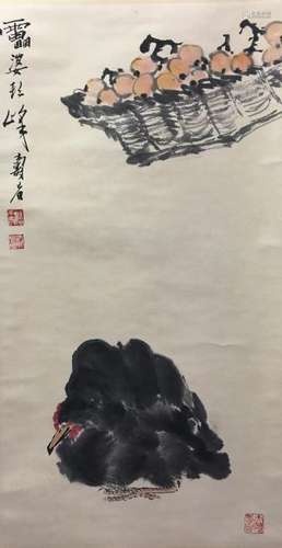 Chinese Hanging Scroll Painting of Rooster