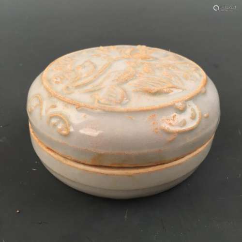 Chinese Celadon Glazed Round Box and Cover