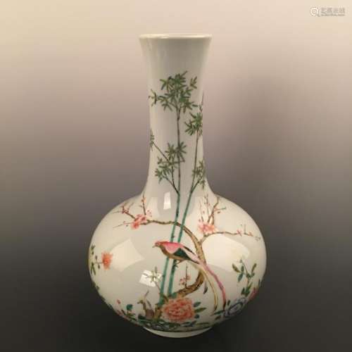 Chinese Famille Rose Vase, Yongzheng Mark