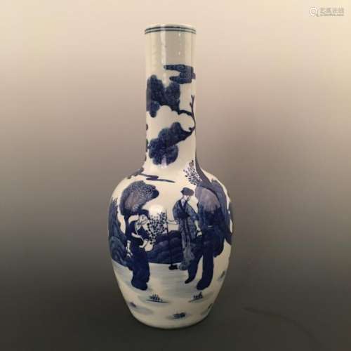 Chinese Blue-White Figure Vase, Qianlong Mark