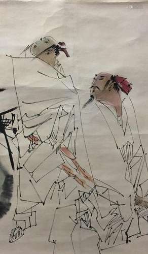 Chinese Hanging Scroll of Figures Painting