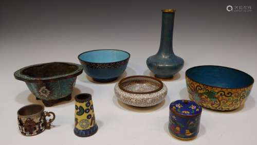 (8) Cloisonne Items, Inc Vase, Bowls, Cup