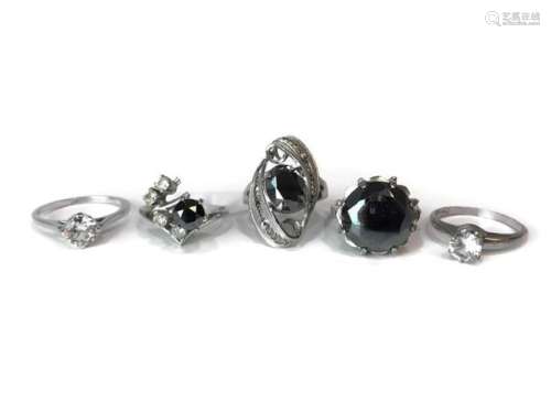 (5) 925 Sterling Silver and Gemstone Rings