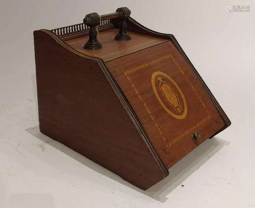 Inlaid Mahogany Coal Scuttle