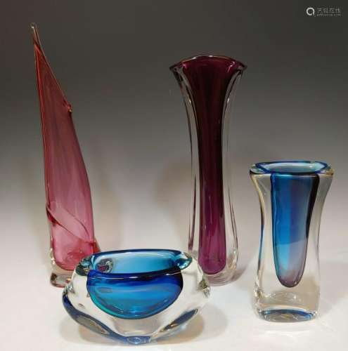 (4) Signed Art Glass Vases