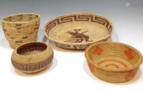 (4) Native American Indian Woven Baskets