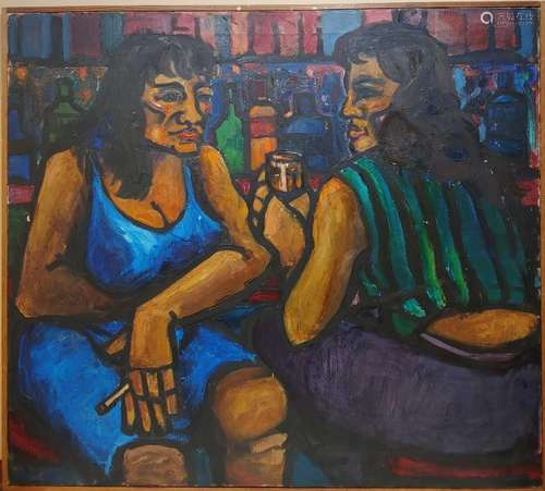 Oil on Canvas Ashcan Style Figurative Painting