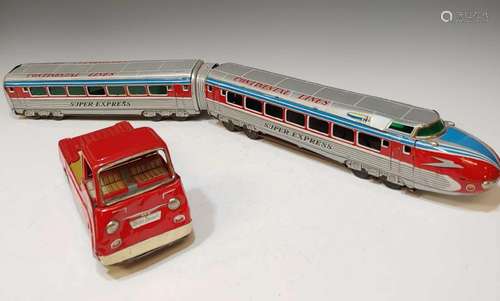 (2) Japanese Tin Toy Truck & Train