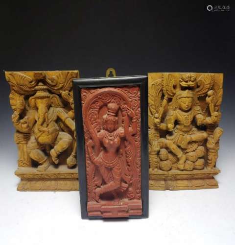 Set of 3 Hindu Deity Reliefs