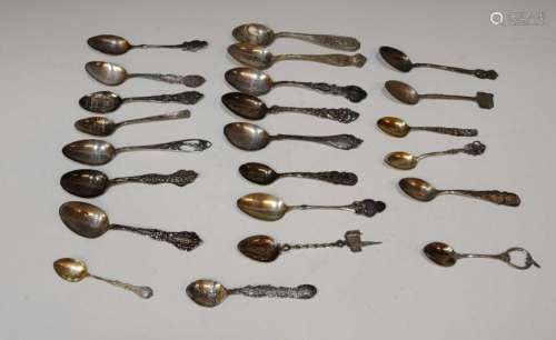 (23) Sterling & Silver Plate Souvenir Spoons
