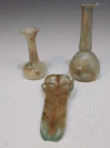 (3) Roman Glass Vases and Vials