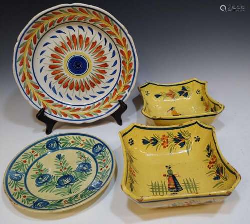 (4) Quimper Soleil Yellow French Pottery