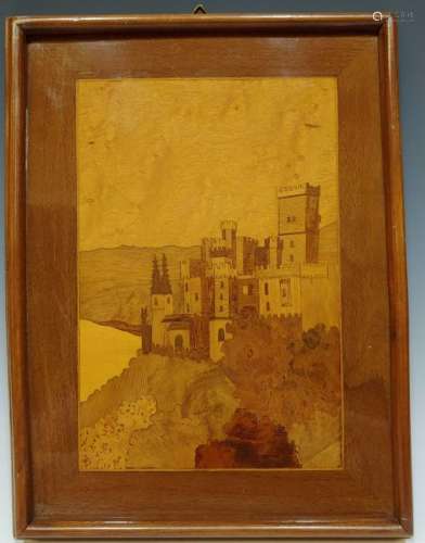 Fruitwood Marquetry Picture of Stolzenfels Castle