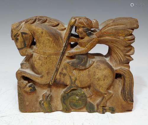 Carved & Polychrome Wood St. George Dragon