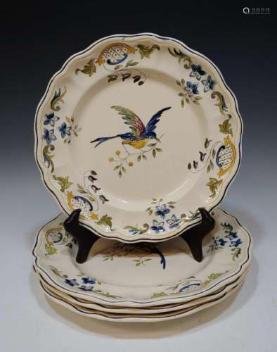 (4) Contemporary French Faience Clery Plates