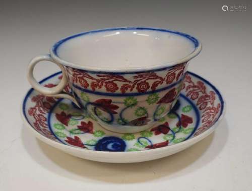 19th Century Large Spatterware Cup & Saucer
