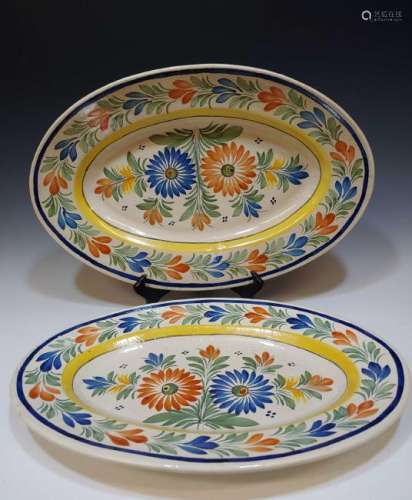 (2) Contemporary Quimper Platters French Flowers