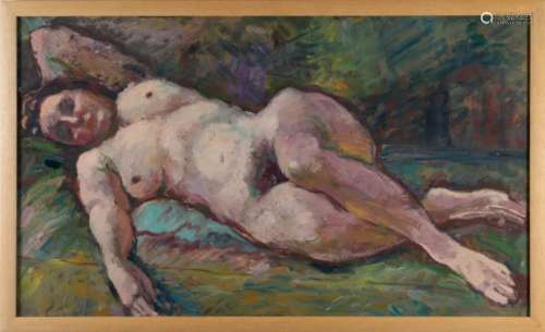 Dutch Oil on Board Reclining Nude Painting