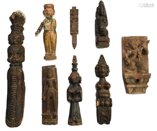 (8) Carved Wood Architectural Figures & Elements