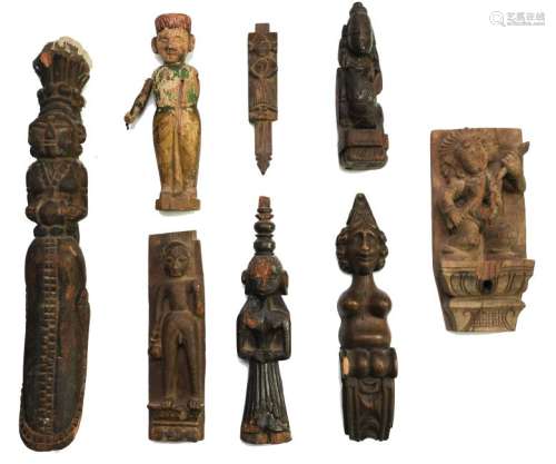 (8) Carved Wood Architectural Figures & Elements