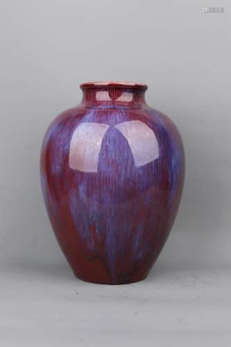 A Chinese Flambé Glazed Porcelain Jar