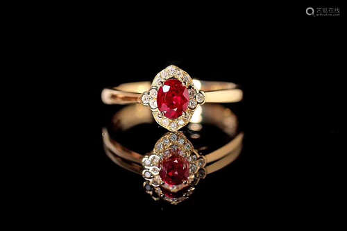 PIGEON BLOOD 18K DIAMOND RING